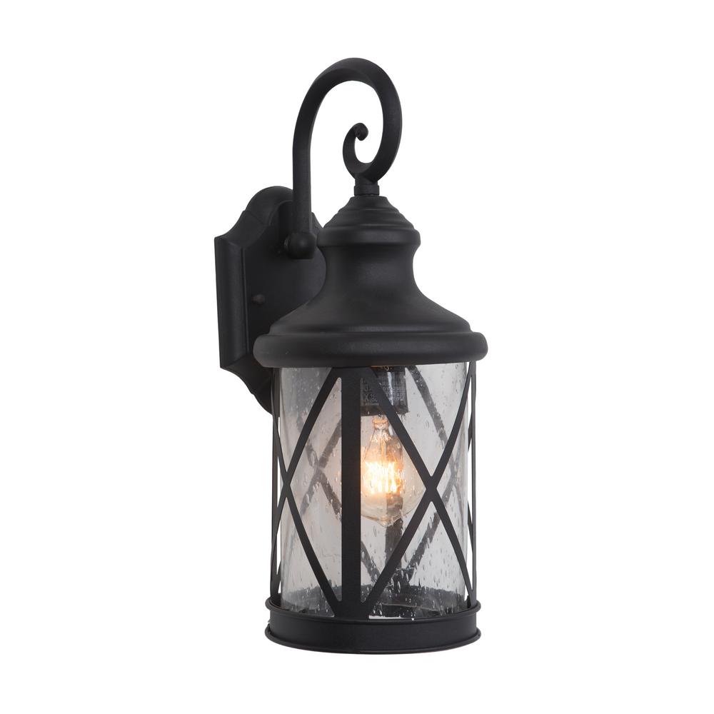 Yosemite Home Decor 1-Light Exterior Lantern in Black Finish Medium ...