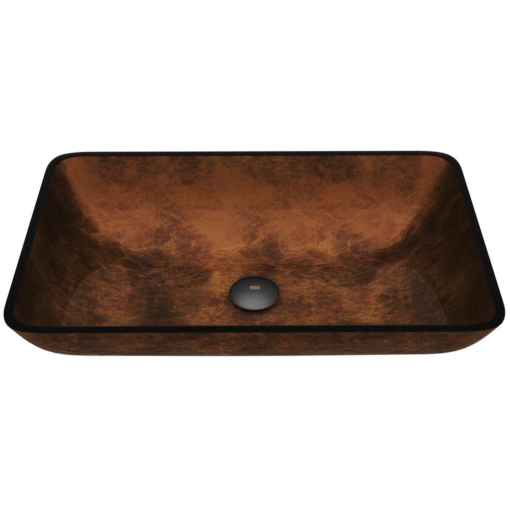 VIGO Rectangular Glass Vessel Sink in Russet GlassVG07047 The Home Depot
