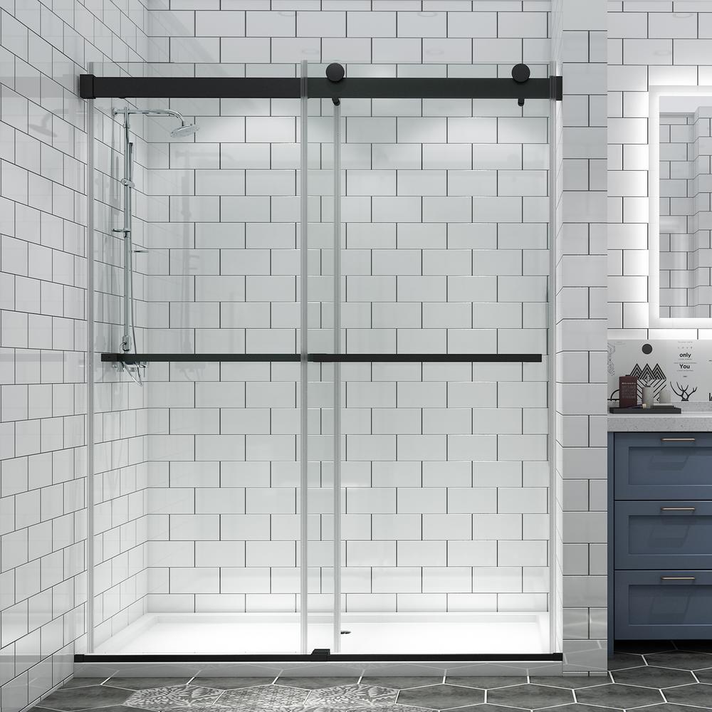 TOOLKISS 56 in. x 60 in. W x 74 in. H Sliding Frameless Shower Door in