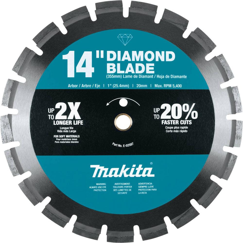 Makita 14 in. Diamond Blade, Segmented, Soft Material-E-02587 - The ...