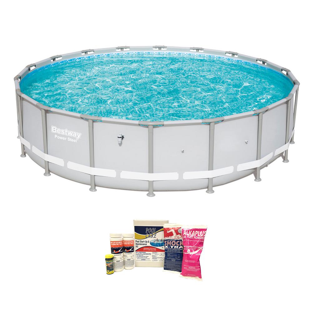 blue wave belize round 52 steel pool with 6 top rail