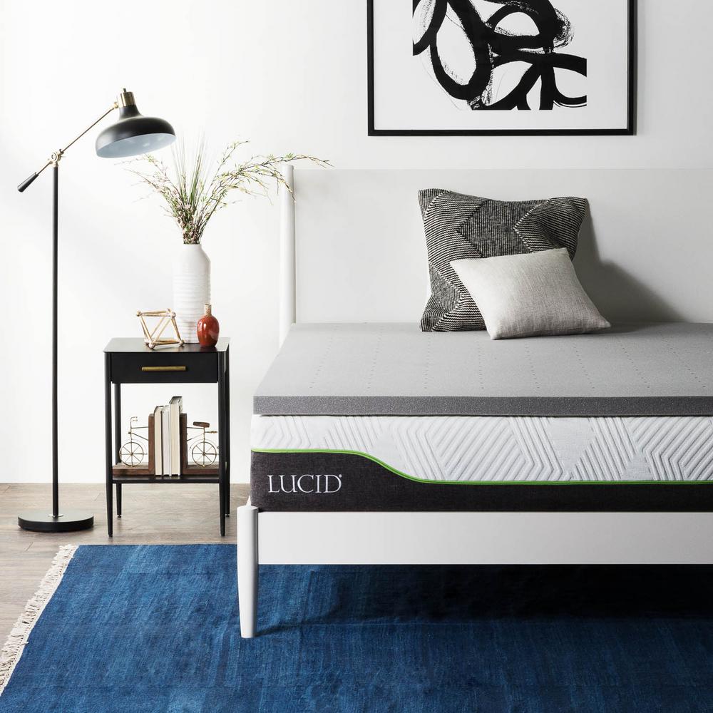LUCID 2 in. Cal King Bamboo Charcoal Memory Foam Mattress Topper HDLU20CK30BT The Home Depot