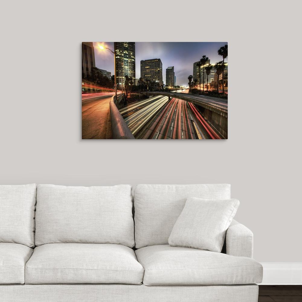 Art print POSTER CANVAS Los Angeles Skyline at Dusk