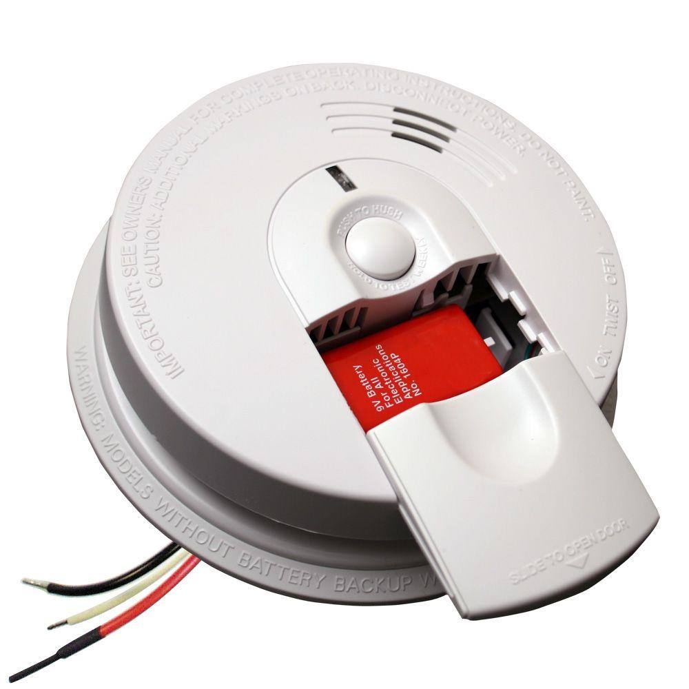 FireX Hardwire Smoke Detector with 9V Battery Backup and ...