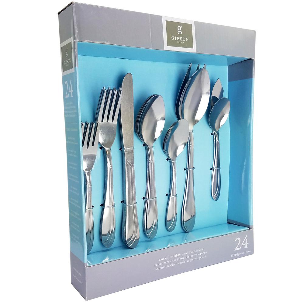 UPC 085081068736 product image for Gibson Home Biviere 24-Piece Stainless Steel Flatware Set (Service for 10), Silv | upcitemdb.com