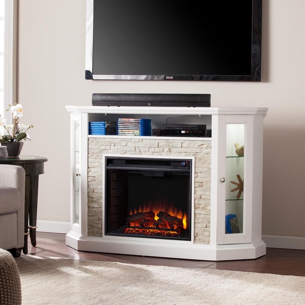 Bellingham 52.25 in. W Corner Convertible Media Electric Fireplace in ...