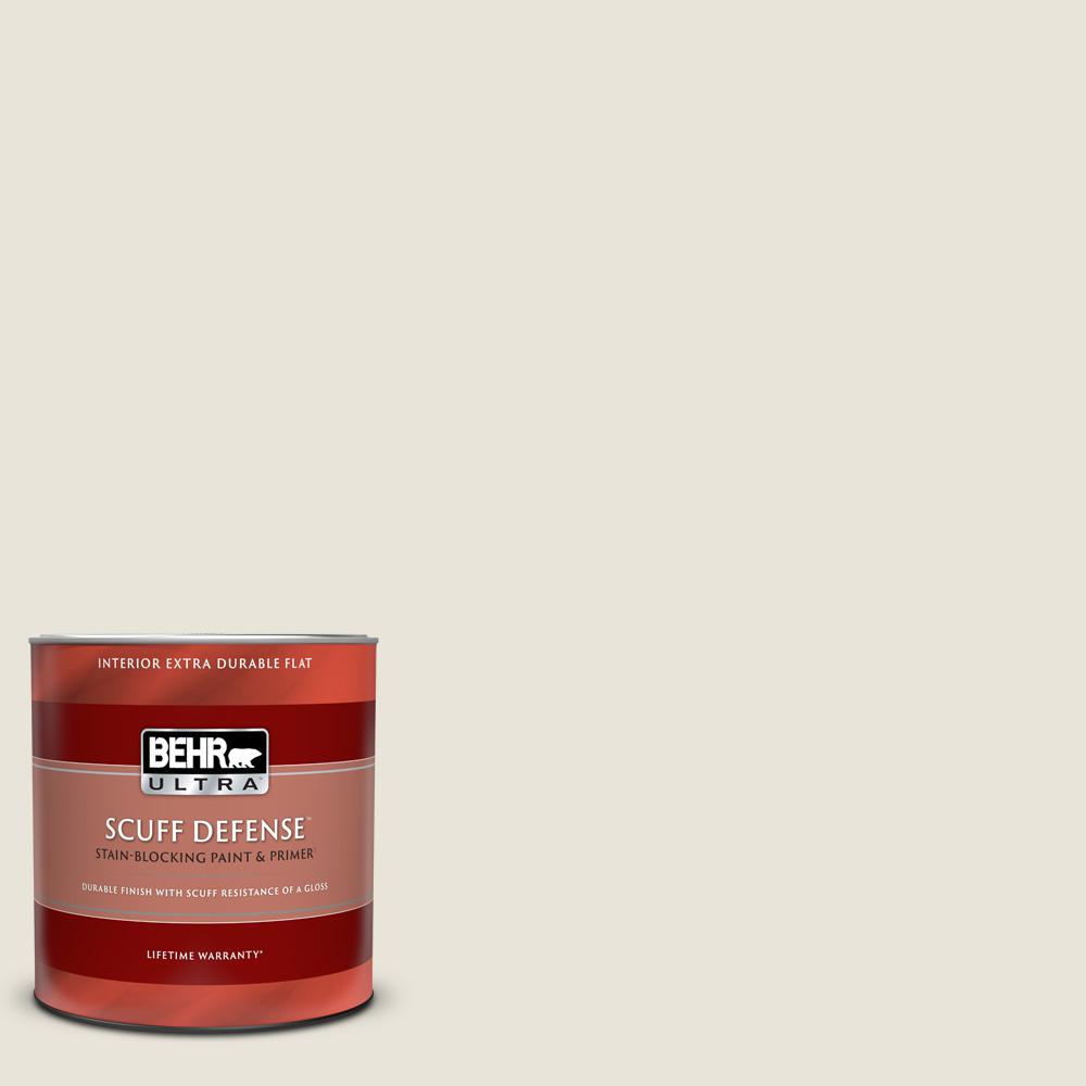 BEHR ULTRA 1 qt. BWC13 Smoky White Extra Durable Flat Interior Paint & Primer172004 The