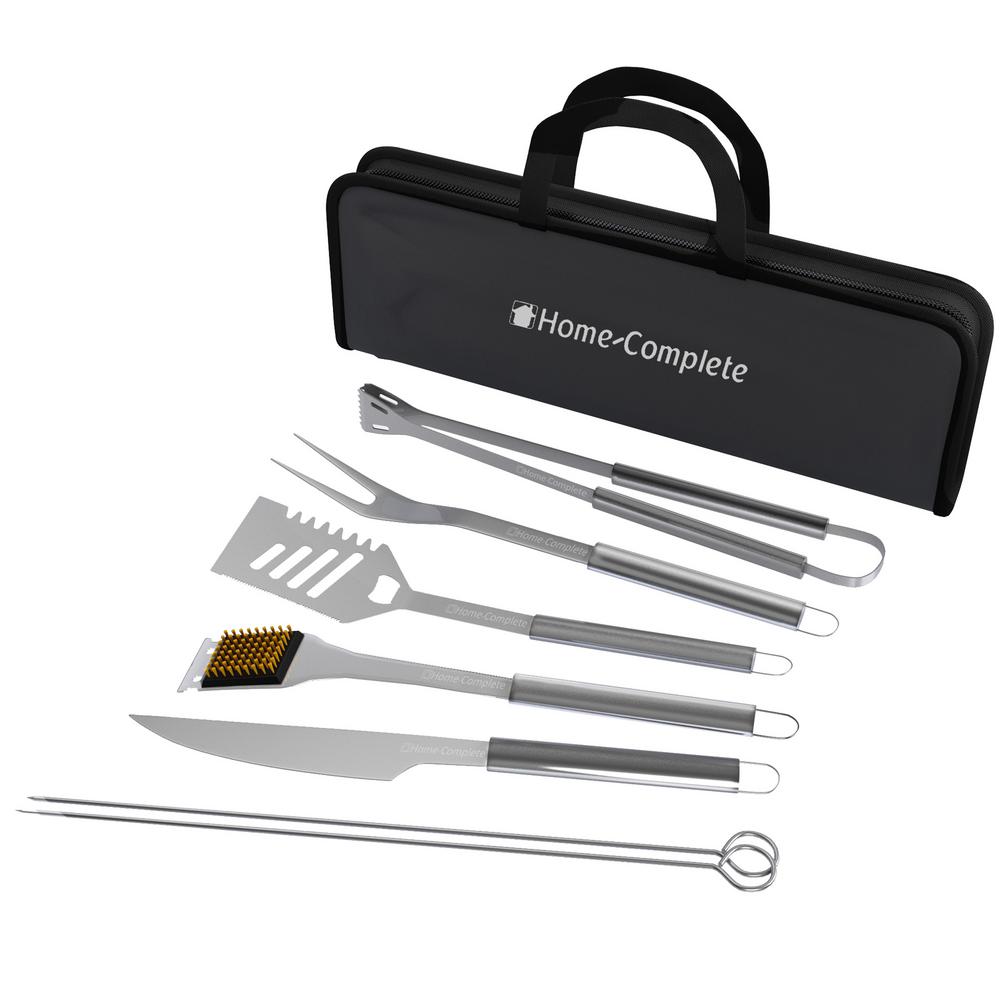 Home Complete 7 Piece Stainless Steel Bbq Grill Tool Set Hw031123 7 Piece Stainless Steel Bbq Grill Tool Set