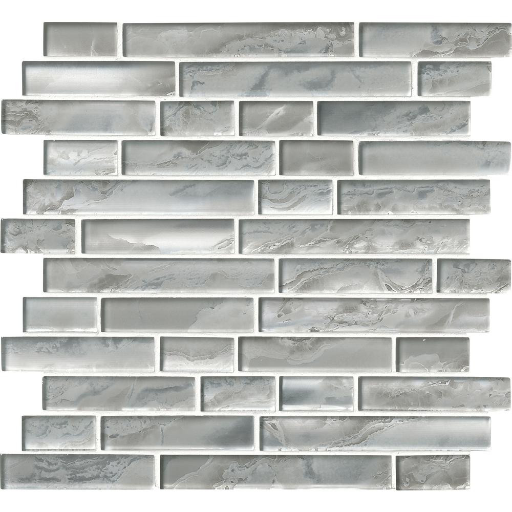 White Backsplash Gl Mosaic Tile The Home Depot Silver Canvas Interlocking 12 In X 8 Mm Gl Mesh