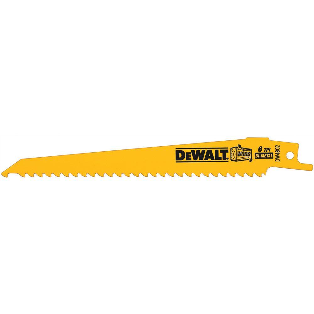 DEWALT 6 in. 6 Teeth per in. Taper Back BiMetal Reciprocating Saw