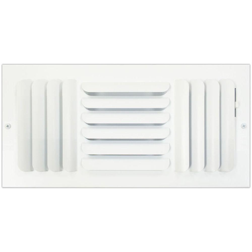 SPEEDI-GRILLE 6 in. x 14 in. Ceiling or Wall Register with Curved 3-Way ...