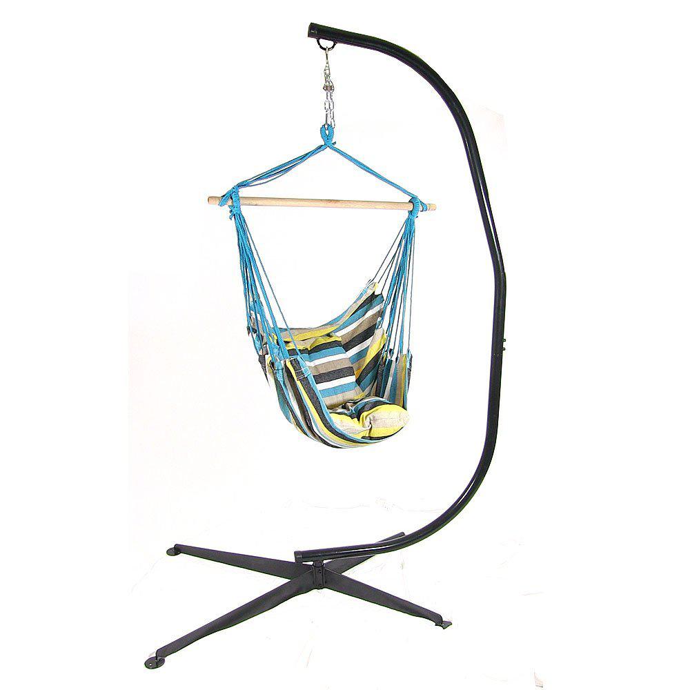 Sunnydaze Decor 3 25 Ft Fabric Hanging Hammock Swing And 2 Cushions With C Stand In Ocean View