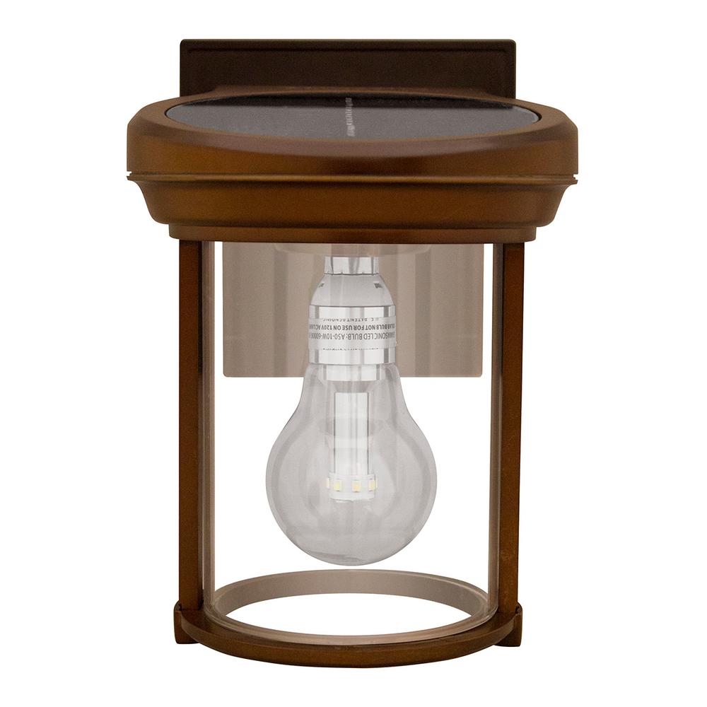 Gama Sonic Solar Coach 1 Light Red Copper Outdoor Integrated Led Wall Mount Lantern Sconce With Gs Bulb