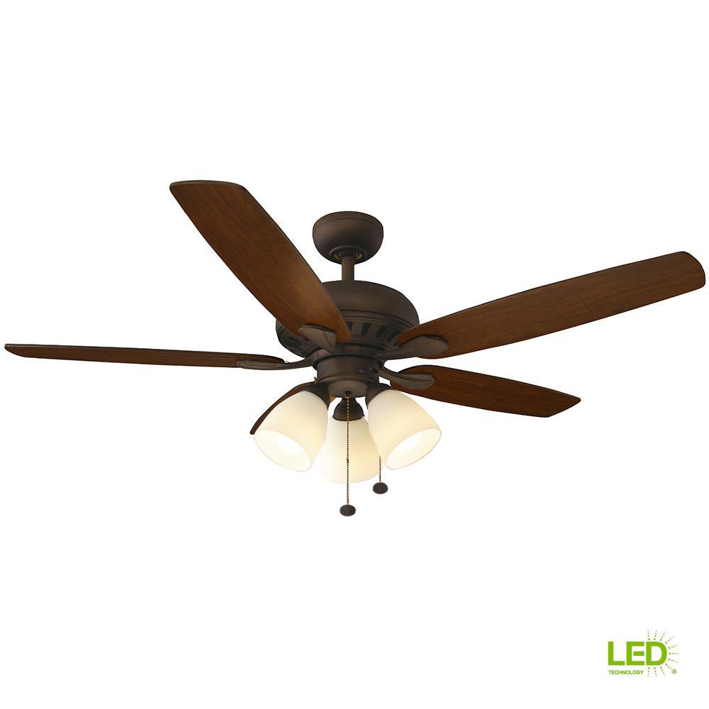 Hampton Bay Ceiling Fans Lighting The Home Depot Led Oil Rubbed Bronze Ceiling Fan With Light Kit