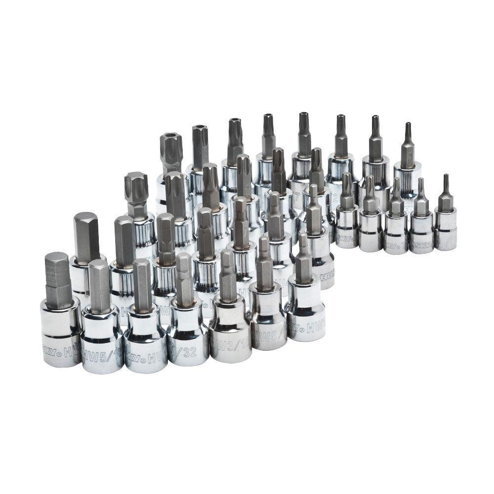 Stanley STMT71655 27-piece Professional Grade Black Chrome Hex Bit Socket Set 3//8 SAE MM