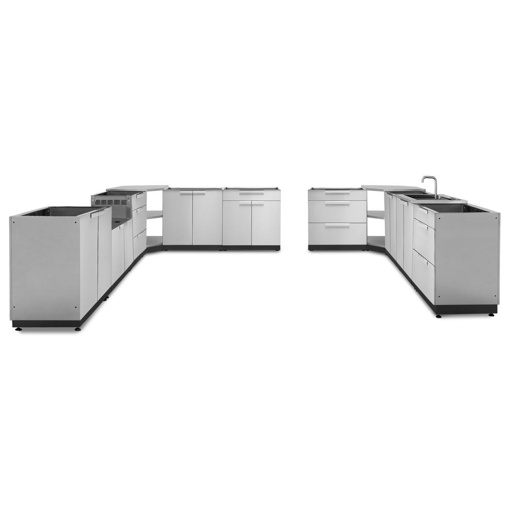Outdoor Kitchen Storage Kitchens The Home Depot Stainless Steel 11 Piece 441 In W X 36 5 H 24