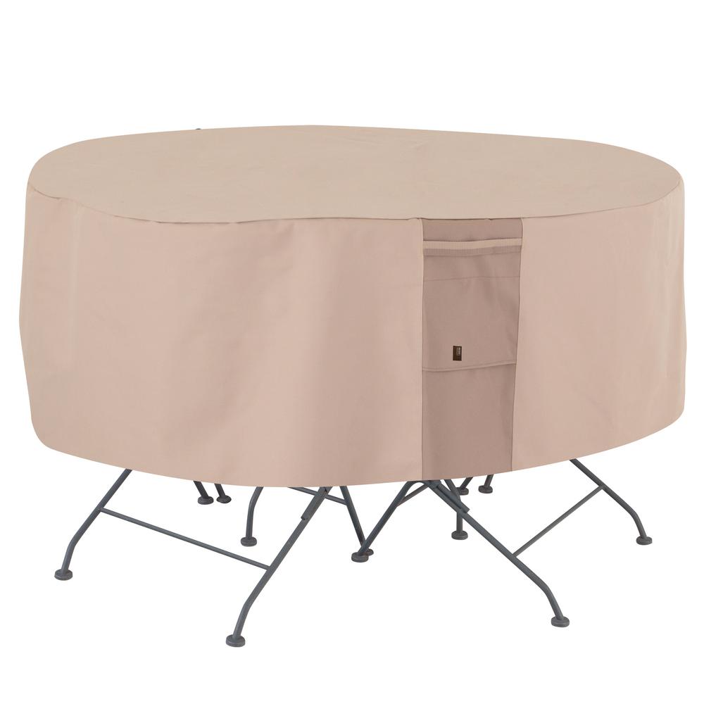 Modern Leisure Monterey Water Resistant Round Outdoor Patio Table And Chair Cover 94 In Dia X 23 In H Beige 2911 The Home Depot