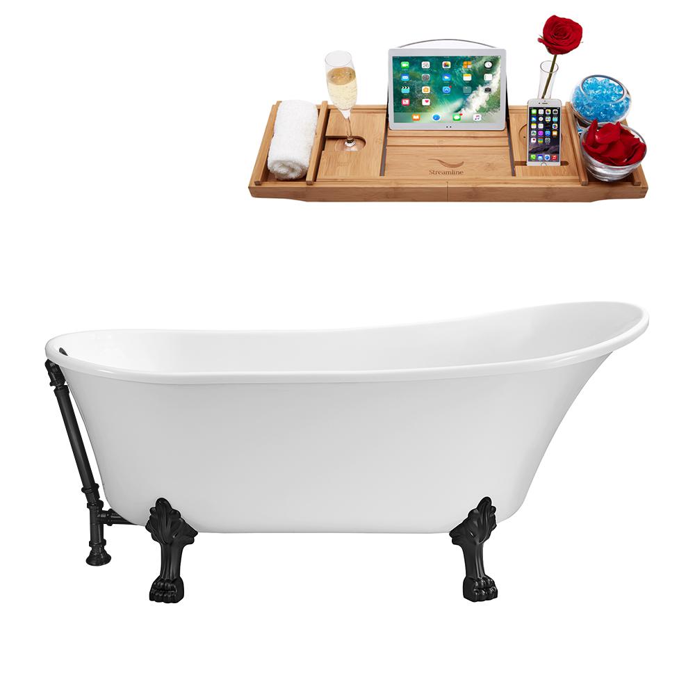 Streamline 63 in. Acrylic Clawfoot NonWhirlpool Bathtub in White