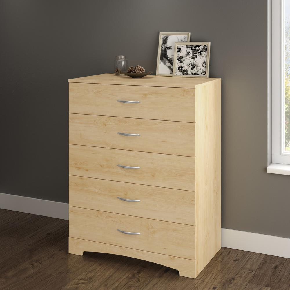 South Shore Step One 5 Drawer Natural Maple Chest Of Drawers
