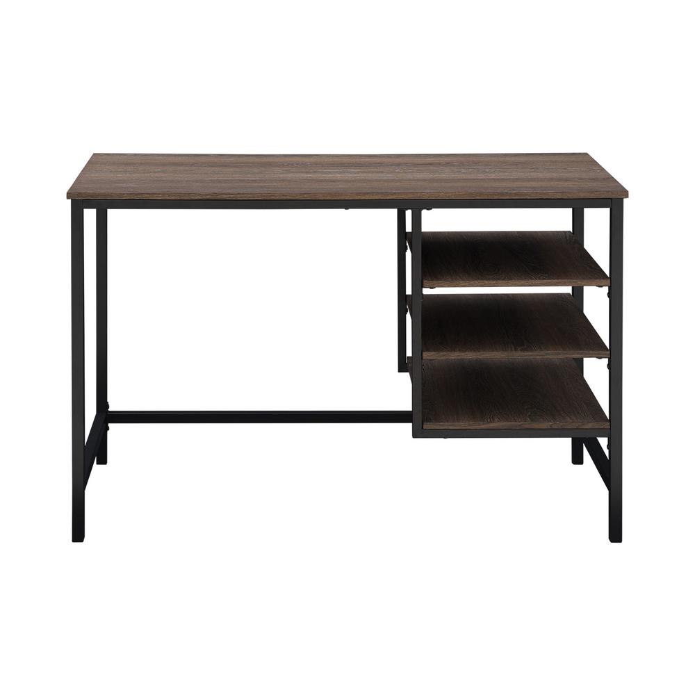 Studio Space 47’’ Industrial Design Home Office Computer Desk Work Station Writing Study Table with Wood Table Top  Black Steel Frame and Shelves