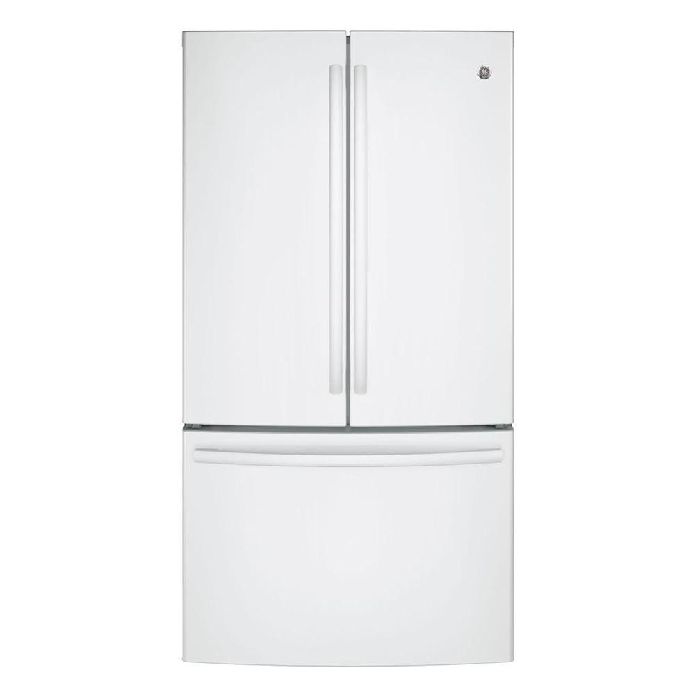 Home Depot Ge Refrigerator French Door GE 36 in. W 28.5 cu. ft. French Door Refrigerator in White-GNE29GGKWW