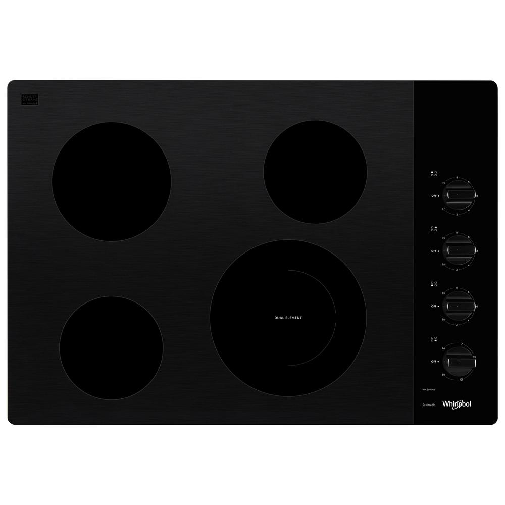 30 in. Radiant Electric Ceramic Glass Cooktop in Black with 4 Elements including a Dual Radiant Element