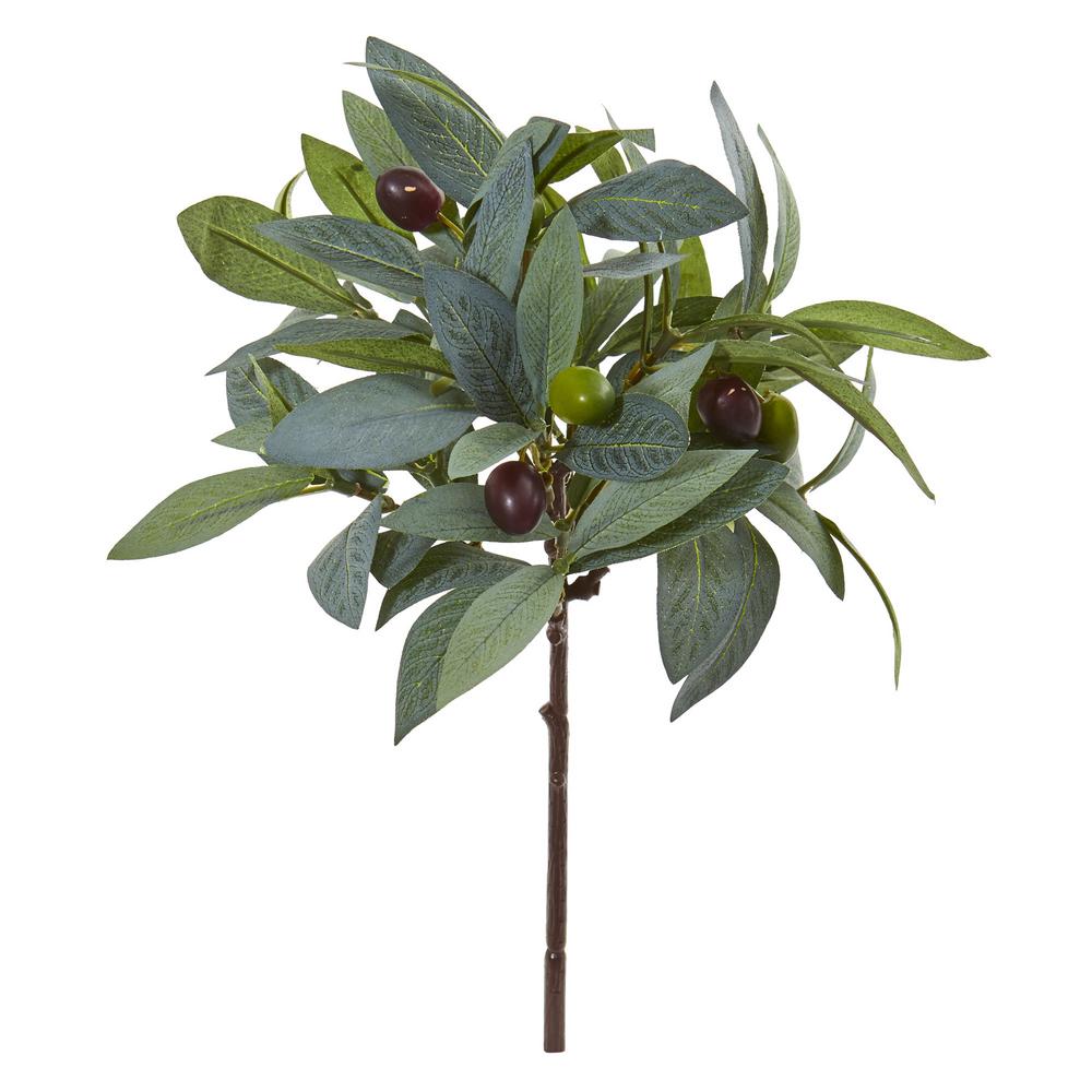 Indoor 12 Olive Branch Artificial Plant with Berries (Set of 12)