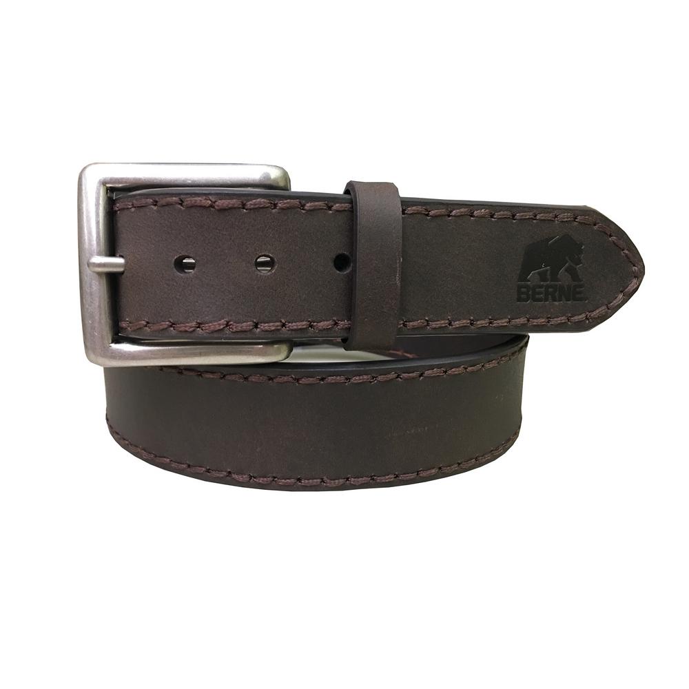 Berne 38 mm Men’s Size 38 Heavy Stitched Genuine Leather Belt-752450020038 - The Home Depot