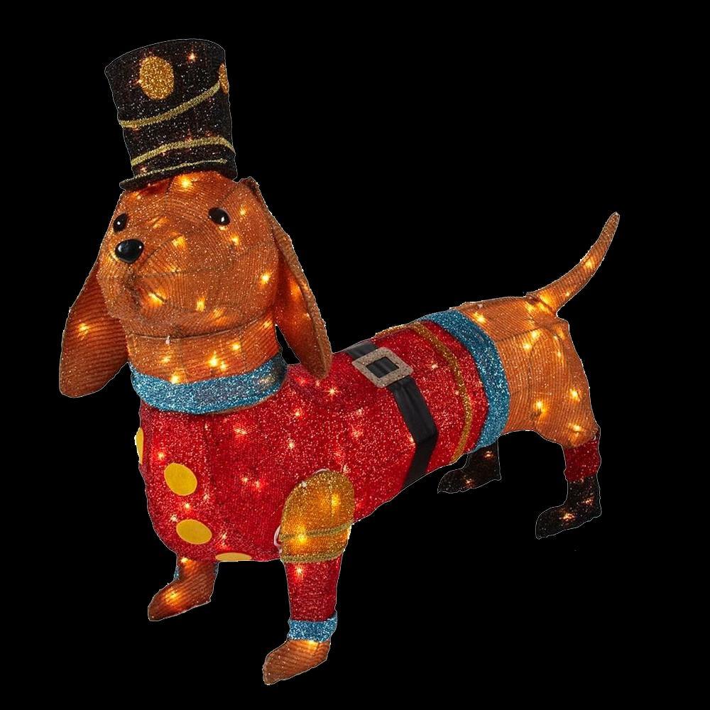 Home Accents Holiday 40 in. Pre-Lit Tinsel Dachshund Dog 
