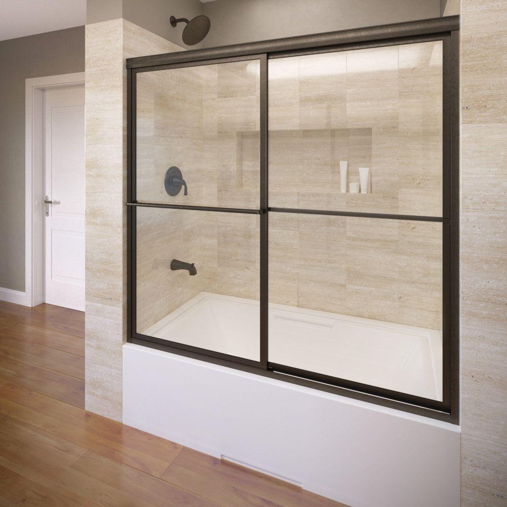 Basco Deluxe 56 In X 56 In Framed Sliding Tub Door In Oil Rubbed