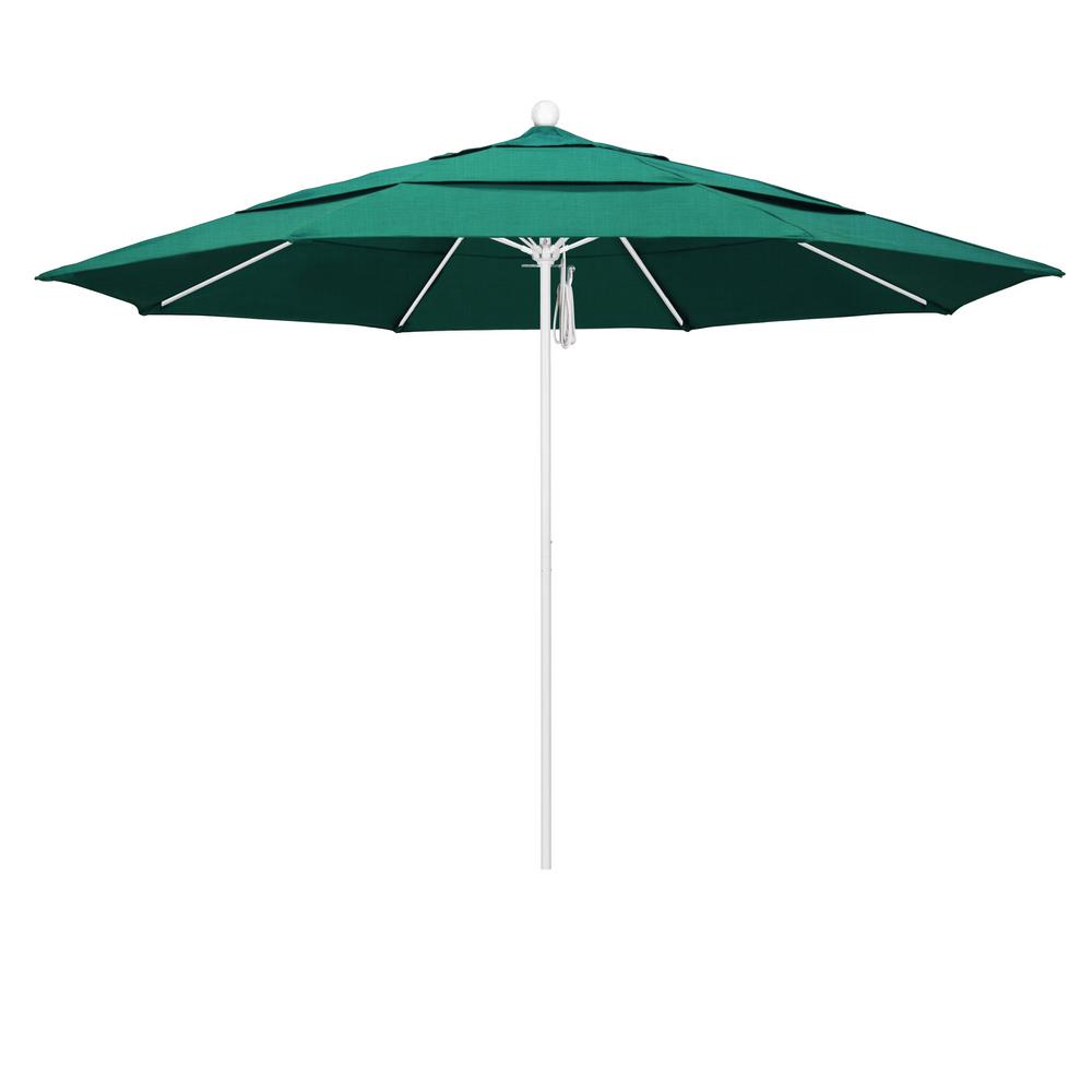 California Umbrella 11 Ft Matted White Aluminum Market Patio Umbrella With Pulley Lift In Spectrum Aztec Sunbrella Alto118170 48090 Dwv The Home Depot