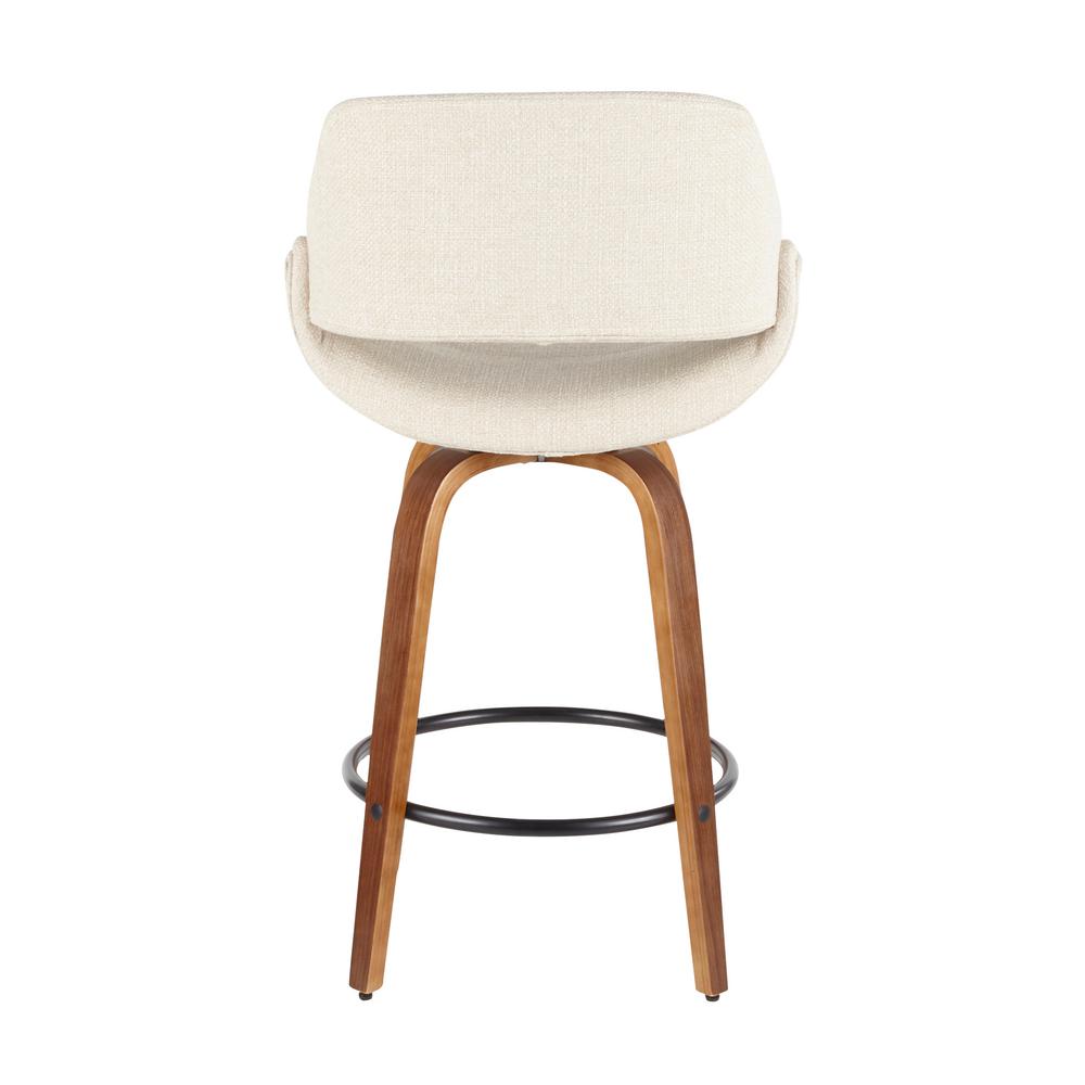 Lumisource Fabrico 26 in. Walnut and Cream Fabric Counter Stool with ...