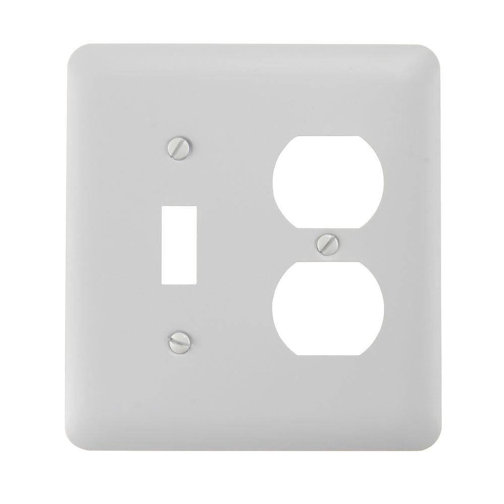 Hampton Bay Declan 1 Toggle 1 Duplex Combination Wall Plate White