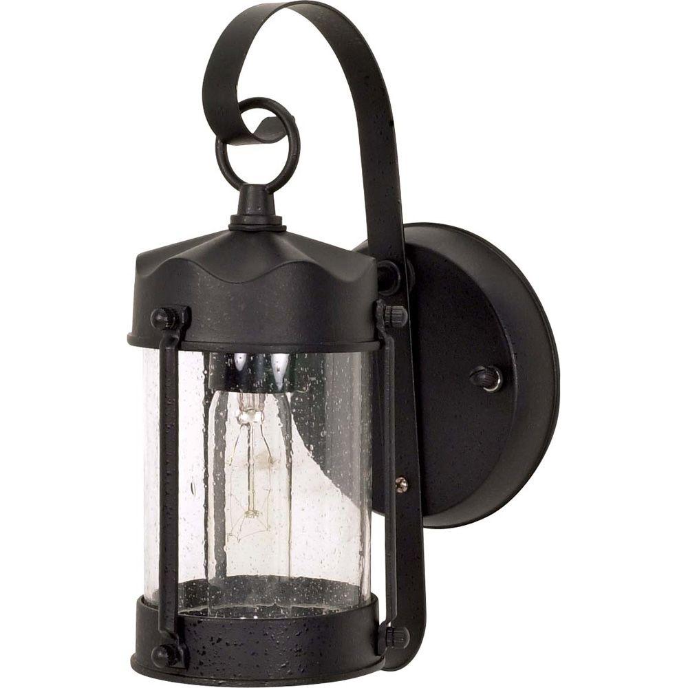 Glomar 1Light Outdoor Textured Black Wall Lantern Piper Lantern with
