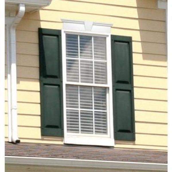 12 in. x 43 in. Raised Panel Vinyl Exterior Shutters Pair in #002 Black