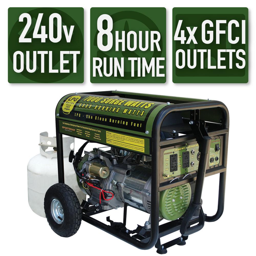 Sportsman 7,000/6,000-Watt Propane Gas Powered Electric Start ...