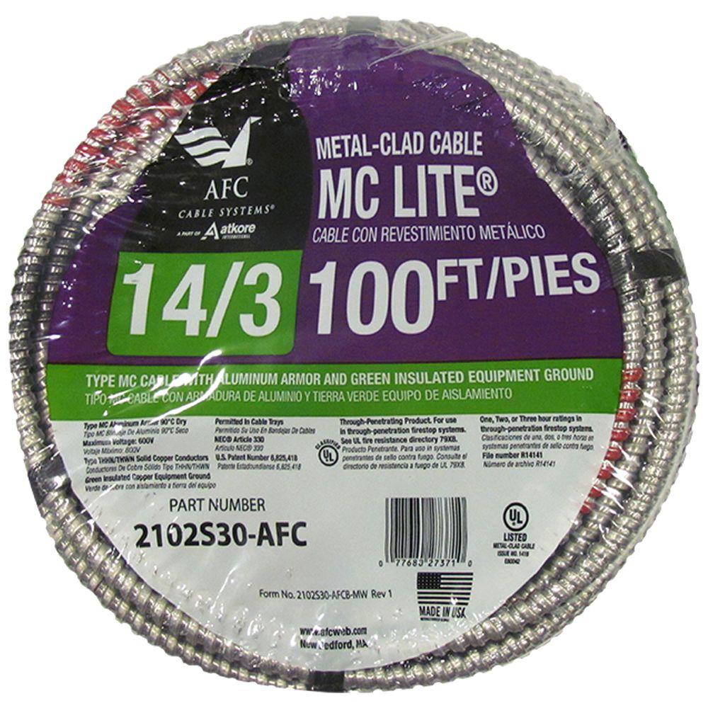 AFC Cable Systems 14/3 x 100 ft. Solid MC Lite Cable2102S30AFC The