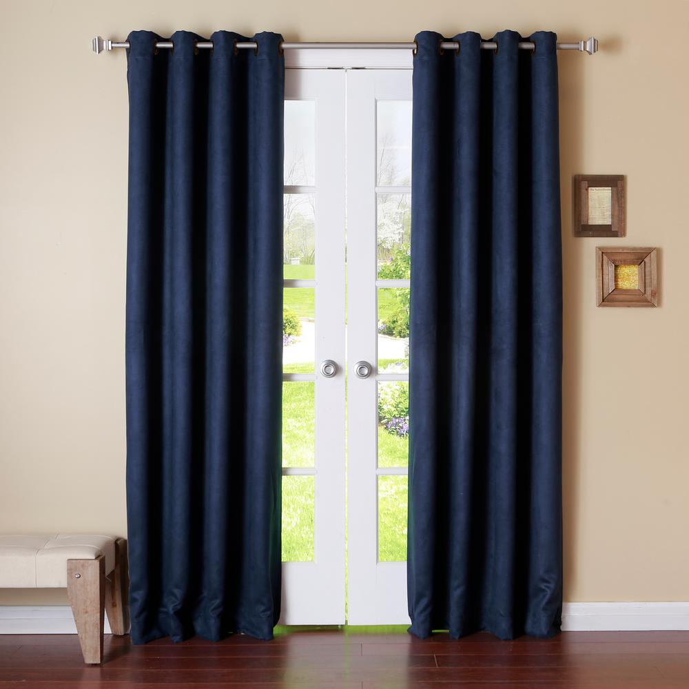 Best Home Fashion 84 In L Navy Suede Blackout Curtain 2 Pack