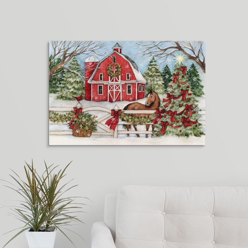 Greatbigcanvas Winter Barn With Horse By Susan Winget Canvas