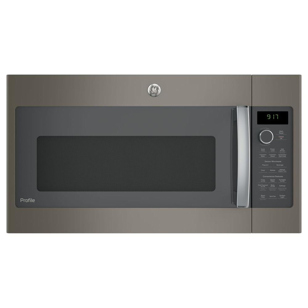 GE Profile 1.7 cu. ft. Convection Over the Range Microwave in Slate