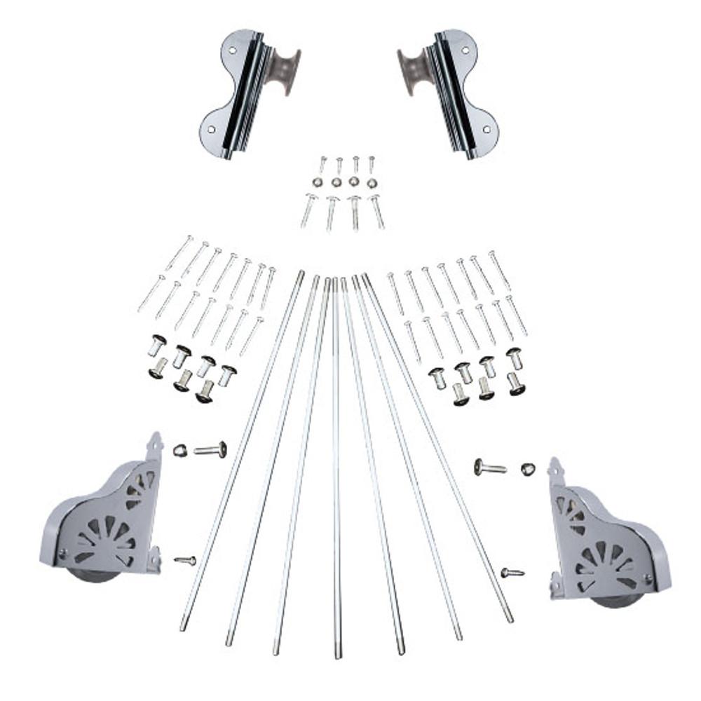 Quiet Glide Chrome Braking Rolling Hook Ladder Hardware Kit by Quiet Glide
