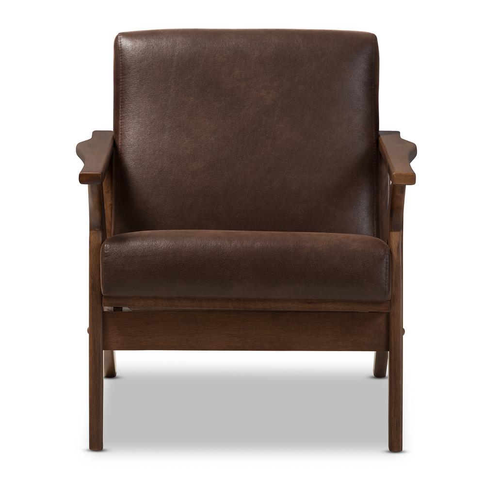 Baxton Studio Bianca Dark Brown Walnut Brown Fabric Lounge