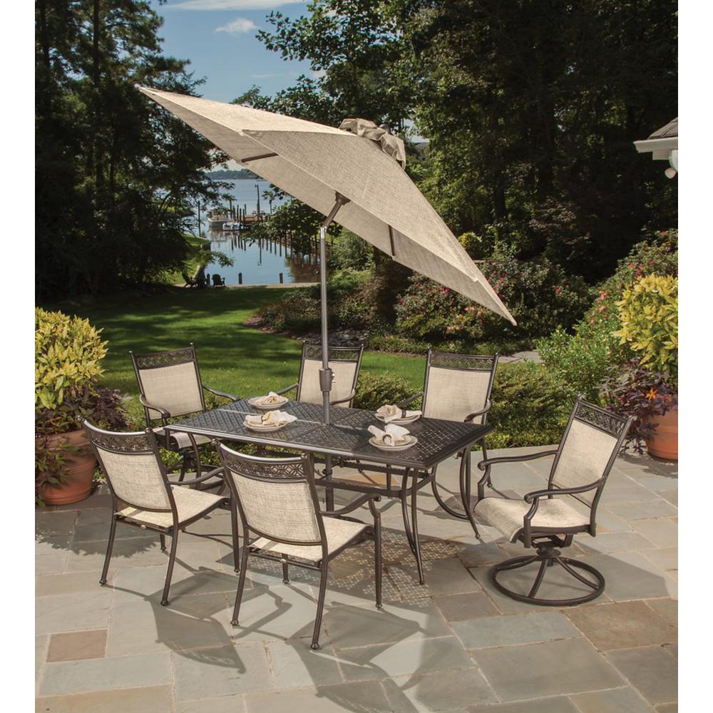 6 7 Person Patio Dining Furniture The Home Depot Bali 9 Piece Aluminum Metal Outdoor Dining Set And Umbrella