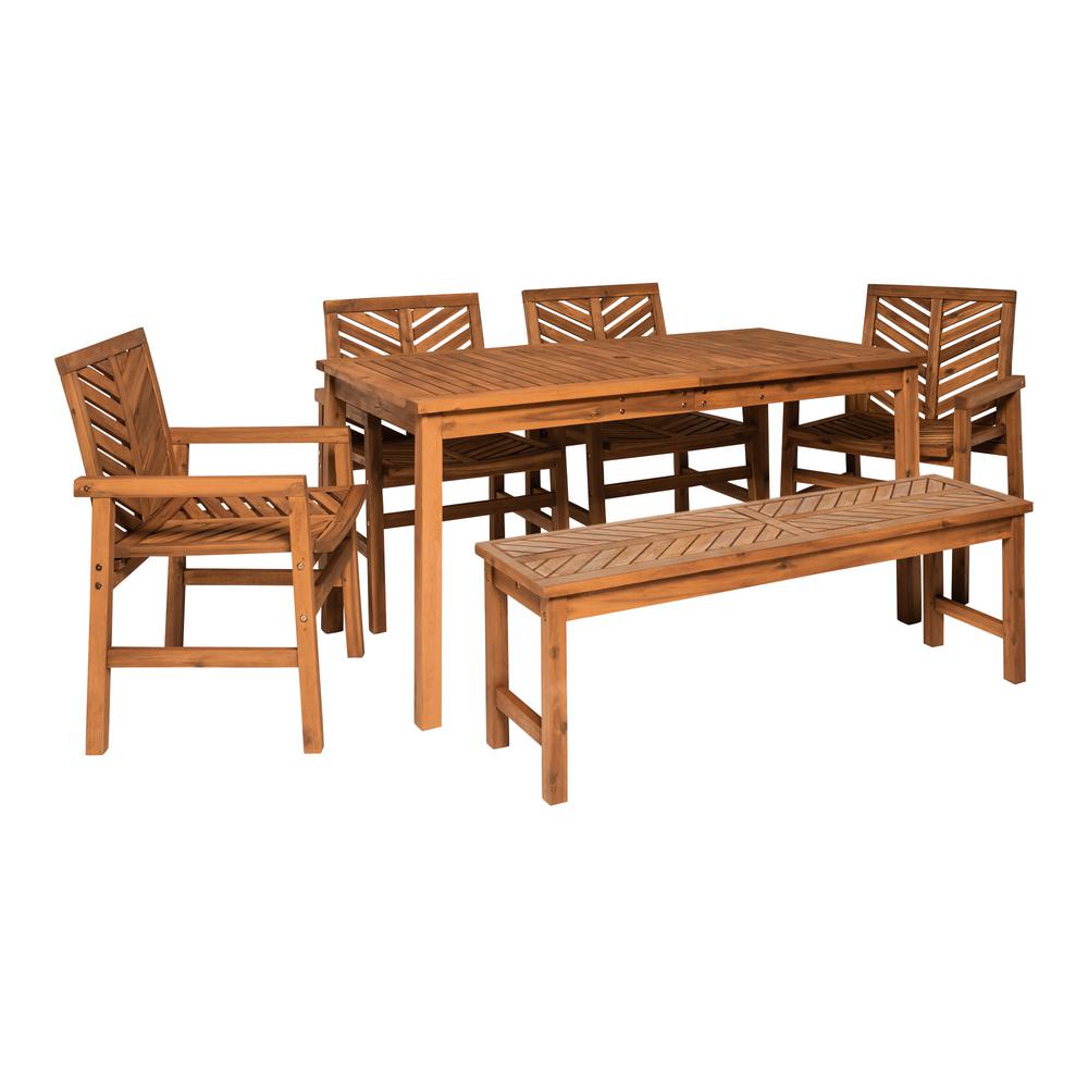 Walker Edison Furniture Company Chevron Brown 6 Piece Wood Outdoor Patio Dining Set Hd8074 The Home Depot - Walker Edison Furniture Company Patio Walker Edison Furniture Company Chevron Brown 6 Piece Wood Outdoor Patio Dining Set Hd8074 The Home Depot - Walker Edison Furniture Company Patio
