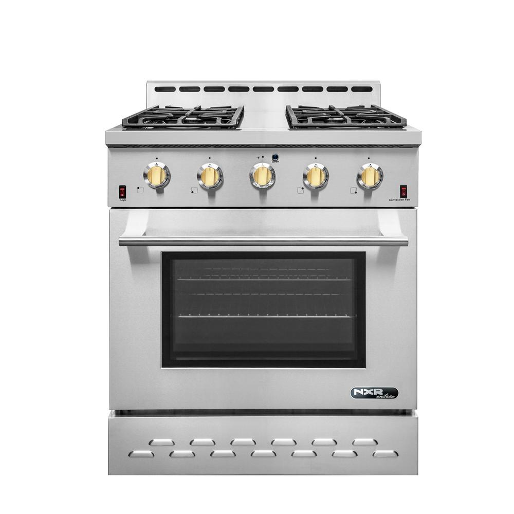 NXR Entree 30 in. 4.5 cu. ft. Professional Style Gas Range with Gold