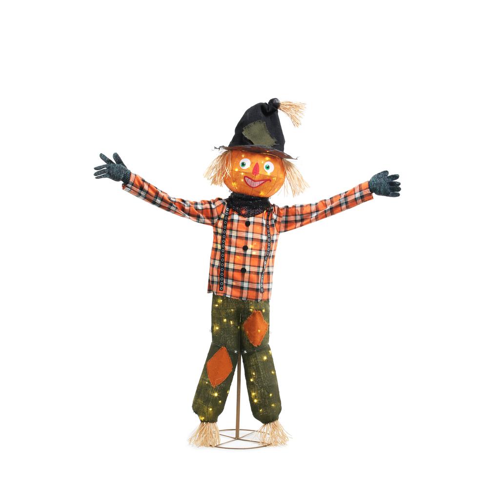  Home Accents Holiday 80 Light LED Burlap Pumpkin Scarecrow 