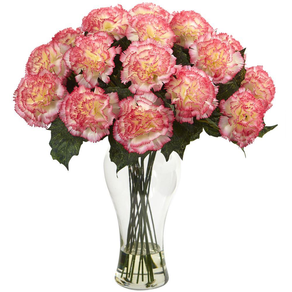 Nearly Natural Peach Carnation Arrangement with Vase1403CP The Home