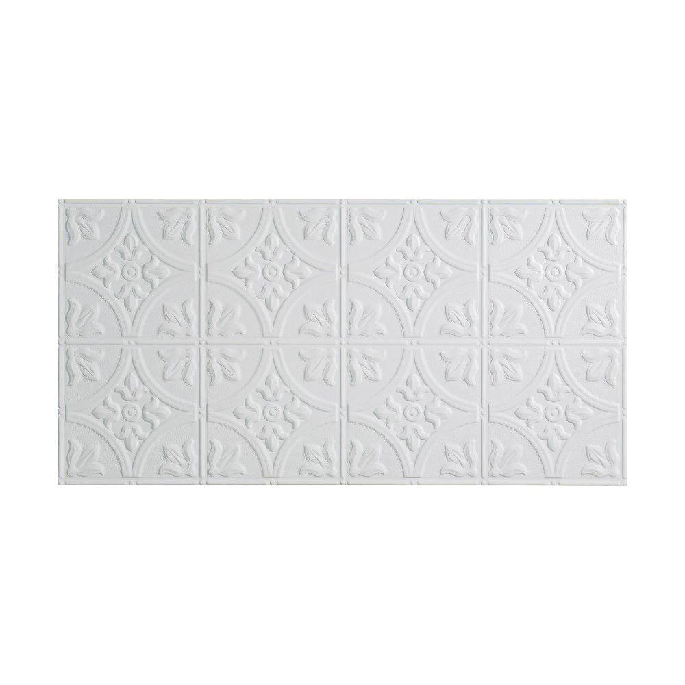 Fasade Traditional 2 2 ft. x 4 ft. Glue Up Vinyl Ceiling Tile in Gloss White (40 sq. ft