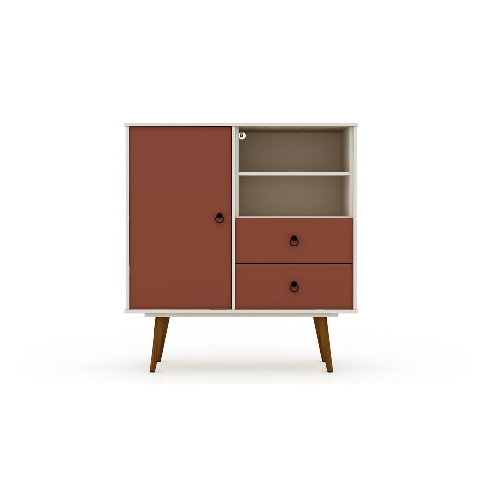 Luxor 2 Drawer Off White And Terra Orange Pink Montauk Mid Century