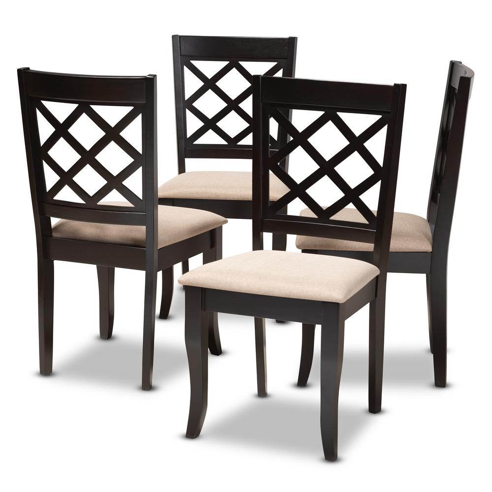 Baxton Studio Verner Sand And Espresso Fabric Dining Chair Set Of